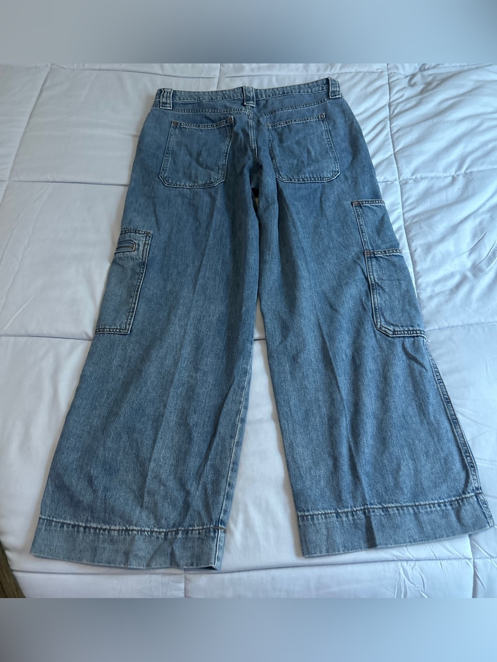 Wild Fable High Rise Cargo Utility Classic Wide leg denim Pants Women’s 12/R - Picture 8 of 10